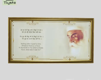 Marco de fotos Guru Nanak Dev Ji color crema tamaño 40 x 20 pulgadas