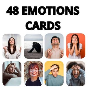 48 Emotions Flashcards for Kids – Feelings Vocabulary Cards – Social Emotional Learning – Printable PDF for ESL & Preschool