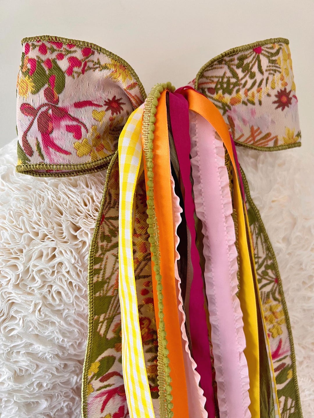 Bright Floral Ribbon for Wreath, Spring Bundle Set With Bow Decor - Etsy