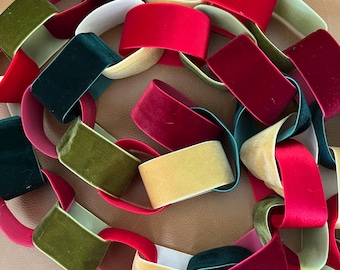 Guirlande de Noël en ruban de velours, chaîne colorée de 2 m
