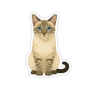 Lynx Point Siamese Cat Die-Cut Stickers, Cute Cat Sticker for Cat Lovers, Customizable Sticker