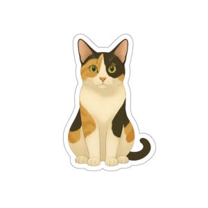 Calico Cat Die-Cut Stickers, Cute Cat Sticker for Cat Lovers, Customizable Sticker
