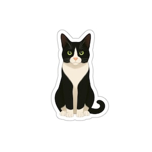 Tuxedo Cat Die-Cut Stickers, Cute Cat Sticker for Cat Lovers, Customizable Sticker