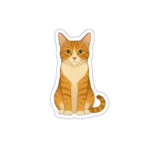 Orange Tabby Cat Die-Cut Stickers, Cute Cat Sticker for Cat Lovers, Customizable Sticker
