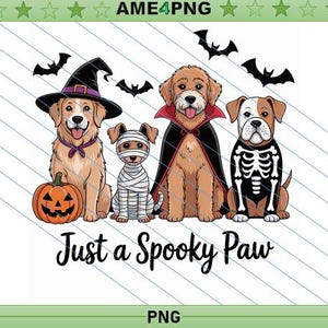 Spooky Halloween Dog PNG: Witch, Mummy, Vampire, Skeleton (Digital Download)
