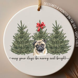 Pug Ornament, Pug Gift, Pug Christmas Ornament, Gift For Pug Lover, Pet Ornament, Pug Print, Pug Christmas Clipart, Pug Personalized,