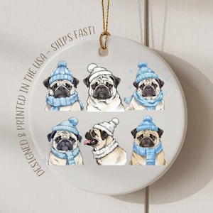 Pug Ornament, Pug Gift, Pug Christmas Ornament, Gift For Pug Lover, Pet Ornament, Pug Print, Pug Christmas Clipart, Pug Personalized,