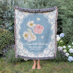 Regalo de 80 cumpleaños, manta tejida personalizada, regalos para mujeres, regalos para abuelas, poemas de 80 años, decoraciones de 80 años, regalos para abuelos.