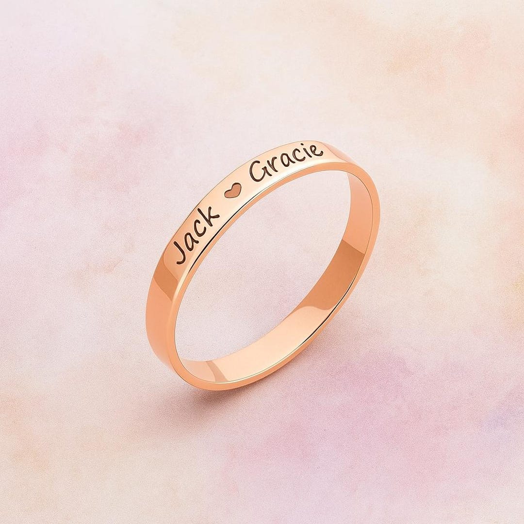 Personalized Name Silver Ring | Custom Minimal Engraved Silver Jewelry ...