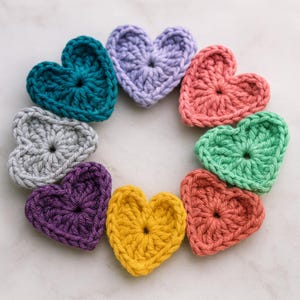 Instant Digital Download Crochet Hearts Pattern PDF (US Terms) | Beginner-Friendly DIY Heart Appliqué & Mini Amigurumi Hearts |