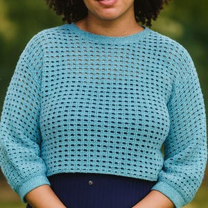 Instant Download Sweater Crochet Pattern PDF | Easy Women&#39;s Lightweight Pullover with Mesh Texture | US & UK Terms Included |