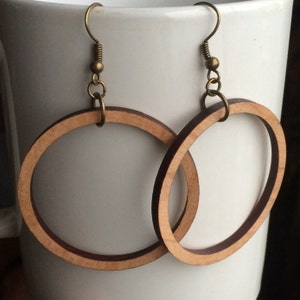 Wood Hoop Earrings Cherry Laser Cut Earrings Cherry Wood Hoops Wood Earrings Wood Circle Earrings