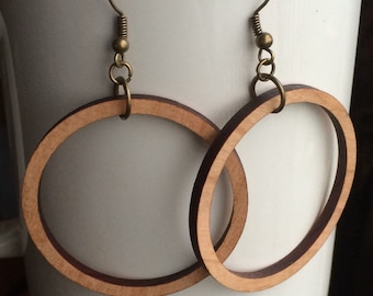 Wood Hoop Earrings Cherry Laser Cut Earrings Cherry Wood Hoops Wood Earrings Wood Circle Earrings