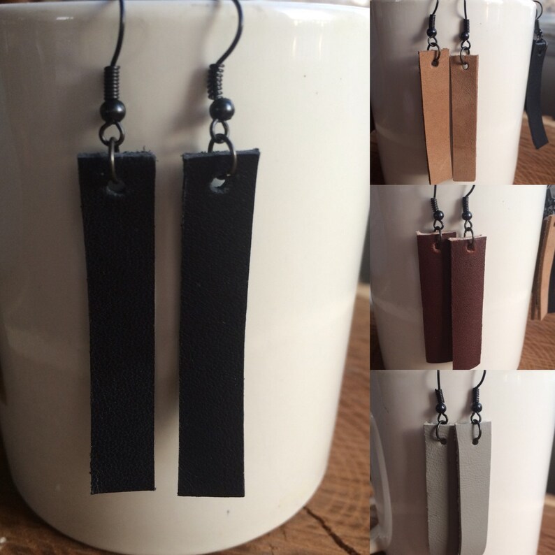 Leather Dangle Earrings Leather Earrings HGTV Leather Bar Inspired Earrings Leather Bar Earrings
