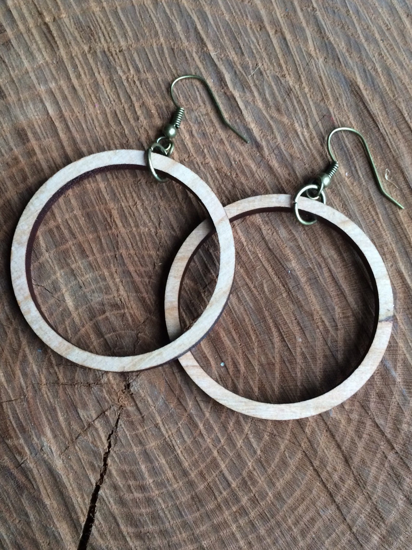 Wood Hoop Earrings Cherry Laser Cut Earrings Cherry Wood Hoops Etsy