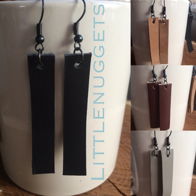 Leather Dangle Earrings Leather Earrings HGTV Leather Bar Inspired Earrings Leather Bar Earrings