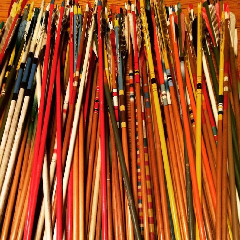 Vintage Wood Arrows Wood Archery Arrows Vintage Archery Etsy