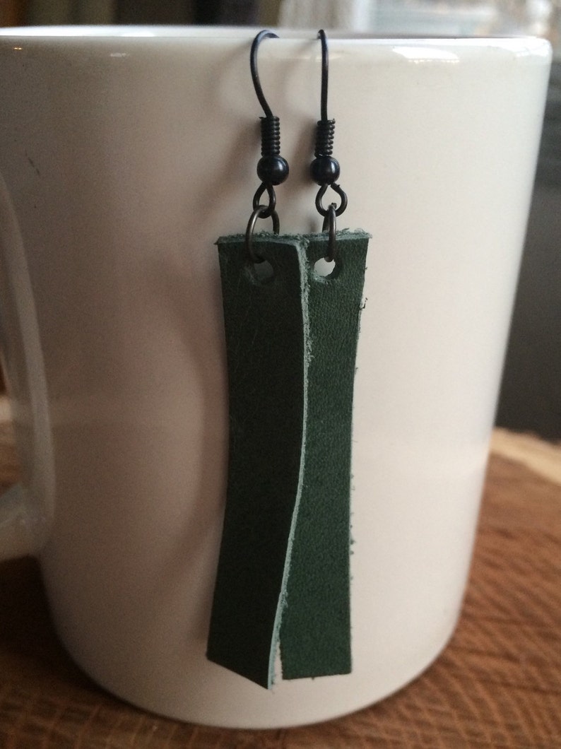 Leather Dangle Earrings Leather Earrings HGTV Leather Bar Inspired Earrings Leather Bar Earrings