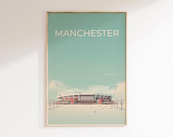 Old Trafford Druck | Manachet United Stadion, Pastell Illustration