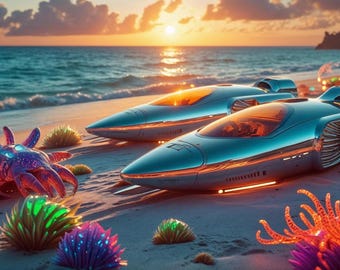 Futuristic Cityscape Wall Art | Sci-Fi Neon Print | Instant Digital Poster | Digital Download