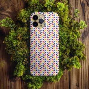 Slim Phone Cases - Bright Geometric Scandinavian Leaves, Minimalist Phone Covers, Stylish Phone Accessories, Modern Phone Protectors,