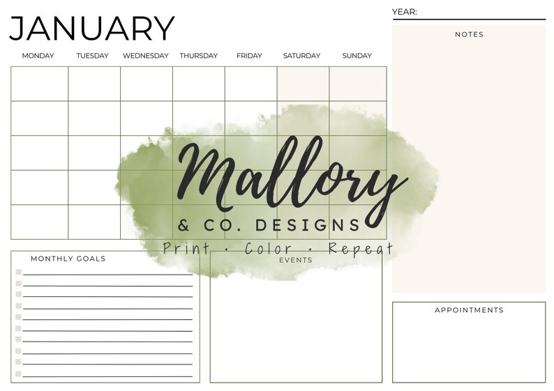 2026 Monthly Planner Template | Editable Canva Calendar (digital ...