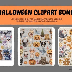 Halloween Clipart Bundle Watercolour Halloween Commercial Use Clipart Halloween Illustrations High Quality PNG Halloween Clipart Set Art