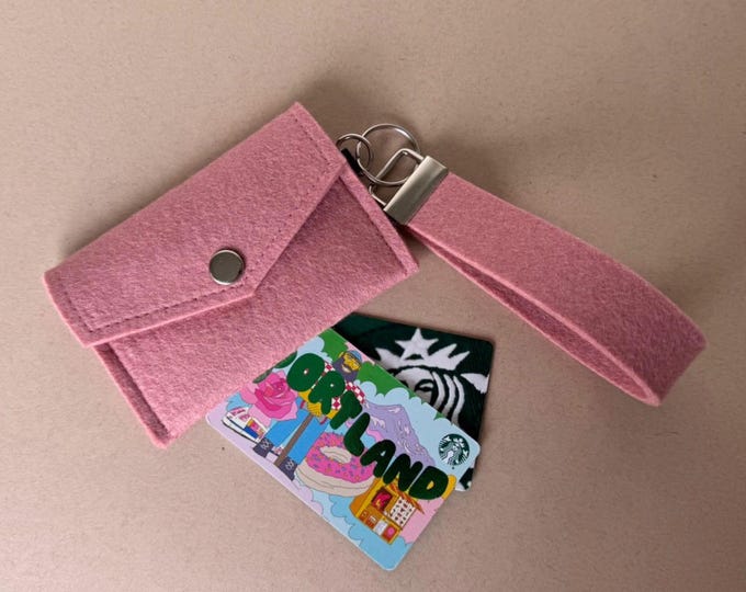 Minimal Wool Felt Card Holder and Key Fob Bundle