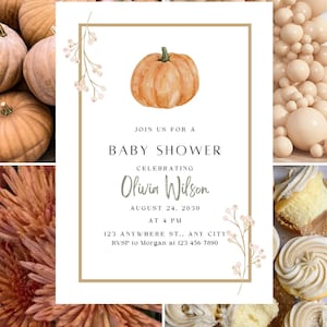 Halloween Baby Shower Invitation | Editable Canva Template | Fall Baby Shower Invite | Autumn Pumpkin Baby Sprinkle | Instant Download