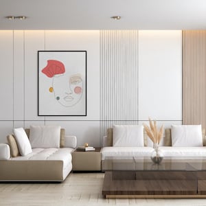 Impression d&#39;art visage de femme moderne une ligne, décoration murale minimaliste abstraite féminine, affiche dessin une ligne, art mural féministe imprimable,