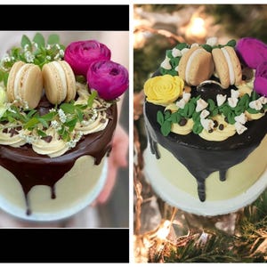 3D Wedding Cake Ornament, 1 tier cake, polymer clay ornament, wedding cake replica, custom wedding gifts, wedding cake ornament