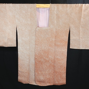 Snow speckles and coral ombre vintage silk michiyuki- a Japanese kimono jacket