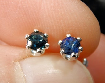 Tiny dark blue sapphires in sterling silver - the birthstone for September