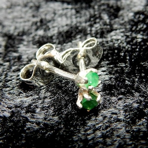 Tiny little emeralds in sterling silver ear studs
