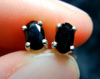 Onyx and sterling silver stud earrings (an alternate birthstone for December)