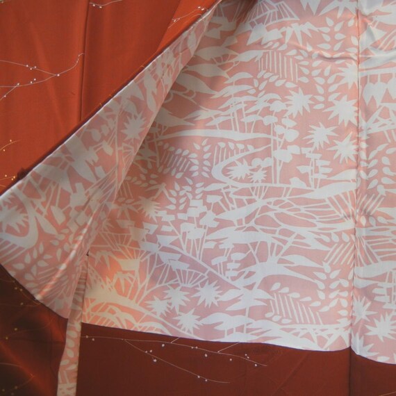 Dark brick red silk haori (a kimono jacket) - lit… - image 4