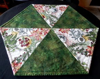 Round or six sided winter holiday table topper - reversible for autumn