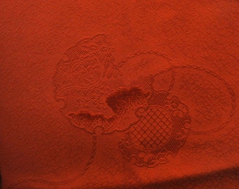 Red-brown silk michiyuki (a kimono jacket) - woven traditional snowflake pattern
