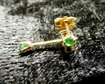 Tiny little emeralds in 14kt gold ear studs (May birthstone)