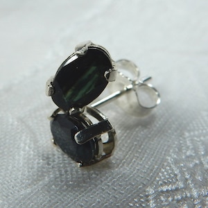 Black sapphires in sterling silver ear studs or posts - the birthstone for September