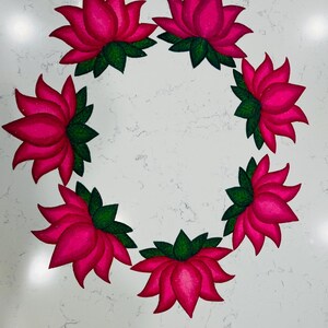 Ready-made Lotus Flower Rangoli – 3 Colors, Pink, Red & Yellow, 4.5”x5 ...