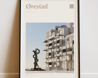 Copenhagen Ørestad Travel Print – Architectural Grey (Colour Coding Places Collection)