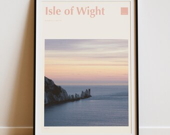Isle of Wight England Travel Print – Sunset Pink (Colour Coding Places Collection)