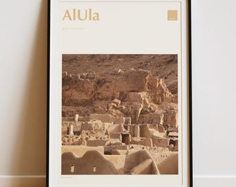 AlUla Saudi Arabia Travel Print – Old Town Beige (Colour Coding Places Collection)