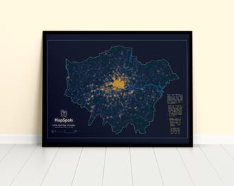 HopSpots: A Pub Heat Map of London - A2, A3 & A4 Print