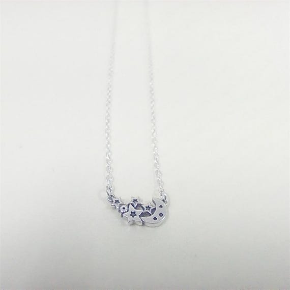 Pandora Sparkling Moon & Star Collier Silver Necklace 45cm - Etsy