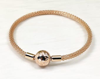 Rose Gold Pandora Moments Mesh Bracelet S925