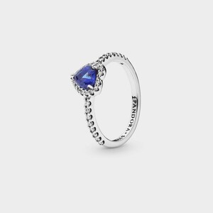 Sterling Silver Blue Simulated Sapphire Heart Ring – Solid 925 Silver, Size 3 Band