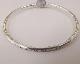 Pandora Sterling Silver You Are Always In My Heart Bangle