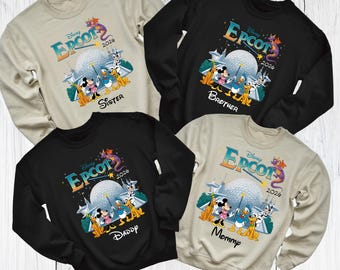 Custom Disney Epcot 2026 Sweatshirt Hoodie, Matching Family Disney World Trip Shirts, Personalized Epcot Park Outfits, Group Vacation Tops
